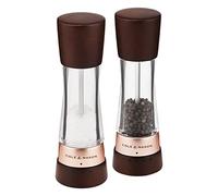 Cole & Mason Derwent Chestnut Rose Gold Salt and Pepper Mills, Gourmet Precision+, Adjustable Grind, Stained Beech/Acrylic, 190 mm, Gift Set, Includes 2 x Salt and Pepper Grinders