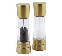Cole & Mason Derwent Gold Salt and Pepper Mill Set Adjustable Grind Select | Salt and Pepper Grinder Set With 6 Grind Settings for Pepper and 3 Grind Settings For Salt Easy to Refill Gift Boxed 19cm