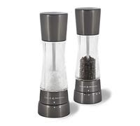 Cole & Mason Derwent Gunmetal Salt and Pepper Mills, Adjustable Grind Settings, Gourmet Precision+, Stainless Steel/Acrylic, 190 mm, Gift Set, Includes 2 x Salt and Pepper Grinders