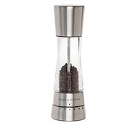 Cole & Mason Derwent Pepper Mill Adjustable Grind Select 6 Settings 19cm | Gourmet Precision+, Stainless Steel/Acrylic, Includes 1 x Manual Pepper Grinder For Seasoning and Cooking Kitchen Gift