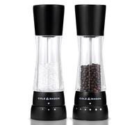 Cole & Mason Derwent Salt and Pepper Mills, Adjustable Grind Settings, Gourmet Precision+, Matt Black/Acrylic, 190 mm, Gift Set, Includes 2 x Salt and Pepper Grinders