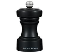 Cole & Mason H233060 Hoxton Black Wood Salt Mill, Non Corroding Ceramic Mechanism, Compact Salt Grinder with Adjustable Grind, Beech Wood, 104mm, Seasoning Mill, Lifetime Mechanism Guarantee
