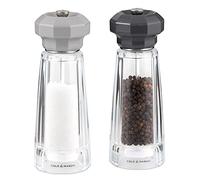 Cole & Mason H312009 Lowestoft Grey/Clear Salt and Pepper Mill Set, Adjustable Grind, Acrylic, 175mm, Gift Set, Includes 2 x Salt and Pepper Grinders