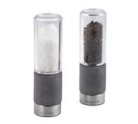 Cole & Mason H321803 Regent Salt and Pepper Mills, Precision+ Stemless, Concrete/Stainless Steel/Acrylic, 180 mm, Gift Set, Includes 2 x Salt and Pepper Grinders
