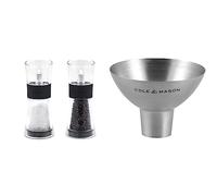 Cole & Mason H581580 Flip 180 Black Salt and Pepper Mills/Cole & Mason H611928CS Dover Stainless Steel Funnel | Bundle