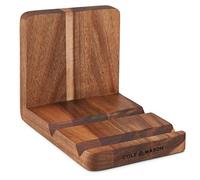 Cole & Mason H722134 Buckland Recipe Book and Tablet Stand, Wooden Cookbook Holder/Stand for Tablets/iPads, Acacia Wood, (H)130 mm x (W)130 mm x (D)180 mm, Not Suitable for The Dishwasher