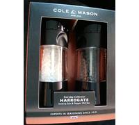Cole & Mason Harrogate Black Salt and Pepper Grinder Set, Adjustable Ceramic Mechanism, Inverta, ABS Plastic, 154 mm, Gift Set, Includes 2 x Salt and Pepper Mills