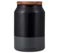 Cole & Mason Hinxton Black/Grey Medium Food Storage Jar with Lid, Counter Top Kitchen Organisation, Cupboard Storage Container, Space Saving Food Container Ceramic/Acacia/Silicone, (H)172mmx(D)110mm