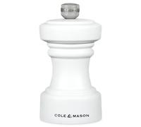 Cole & Mason Hoxton White Wood Salt Mill, Compact Salt Grinder with Adjustable Grind, Non Corroding Ceramic Mechanism, Beech Wood, 10cm, Seasoning Mill, Lifetime Mechanism Guarantee