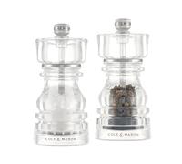 Cole & Mason London Acrylic Salt and Pepper Mill Set, 130mm, Precision+ Carbon/Ceramic Mechanisms, Salt and Pepper Grinders with Adjustable Grind, Gift Set