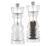 Cole & Mason Salt & Pepper Mill Set London Acrylic 180mm Precision+ Mechanism Adjustable Grind Clear
