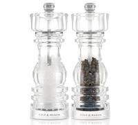 Cole & Mason London Acrylic Salt and Pepper Mill Set, 180mm, Precision+ Carbon/Ceramic Mechanisms, Salt and Pepper Grinders with Adjustable Grind, Gift Set