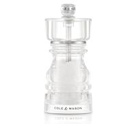 Cole & Mason London Acrylic Salt Mill, Non Corroding Ceramic Mechanism, Salt Grinder with Adjustable Grind, 130mm, Seasoning Mill, Lifetime Mechanism Guarantee
