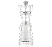 Cole & Mason London Acrylic Salt Mill, 18cm Salt Grinder with Adjustable Grind, Non Corroding Ceramic Mechanism, Seasoning Mill, Lifetime Mechanism Guarantee