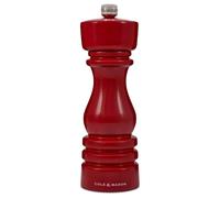 Cole & Mason London Red Gloss Pepper Mill, Precision+ Carbon Mechanism, Pepper Grinder with Adjustable Grind, Beech Wood, 180mm, Seasoning Mill, Lifetime Mechanism Guarantee