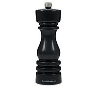 Cole & Mason London Black Gloss Salt Mill, 18cm Salt Grinder with Adjustable Grind, Non Corroding Ceramic Mechanism, Beech Wood, Seasoning Mill, Lifetime Mechanism Guarantee