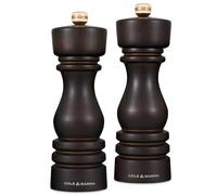 Cole & Mason London Chocolate Wood Salt and Pepper Mill Set, 180mm, Precision+ Carbon/Ceramic Mechanisms, Salt and Pepper Grinders with Adjustable Grind, Beech Wood, Gift Set