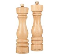 Cole & Mason London Natural Beech Salt and Pepper Mill Set, 220mm, Precision+ Carbon/Ceramic Mechanisms, Salt and Pepper Grinders with Adjustable Grind, Beech Wood, Gift Set