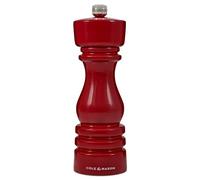 Cole & Mason London Red Gloss Pepper Mill, 18cm Pepper Grinder with Adjustable Grind Precision+ Carbon Mechanism, Beech Wood, Seasoning Mill, Lifetime Mechanism Guarantee