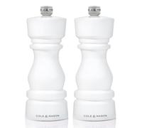 Cole & Mason London Salt and Pepper Grinder Set, Acrylic White Gift Set | Adjustable Coarseness, Durable Ceramic Mechanism, 18cm, Includes 1x Salt Mill 1x Pepper Mill