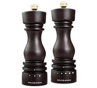 Cole & Mason London Salt and Pepper Mill Gift Set, Grind Select Adjustable Coarseness, Chocolate Wood, 180mm, Refillable Manual Grinder