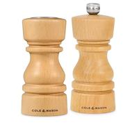 Cole & Mason London Salt and Pepper Shaker & Mill Gift Set, 13cm Natural Beech Wood, Sharp Ceramic Grinding Mechanism, Includes 1x Salt Shaker 1x Pepper Grinder