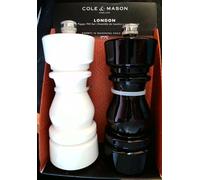 Cole & Mason London Salt & Pepper Mill Set 15cm approx. Black & White. Adj grind