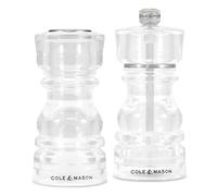 Cole & Mason London Salt Shaker and Pepper Mill Set, 13cm, Refillable Acrylic Seasoning Set, Adjustable Coarseness Pepper Grinder