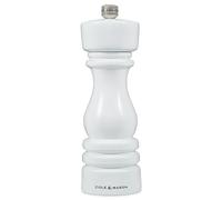 Cole & Mason London White Gloss Salt Mill, Non Corroding Ceramic Mechanism, Salt Grinder with Adjustable Grind, Beech Wood, 180mm, Seasoning Mill, Lifetime Mechanism Guarantee