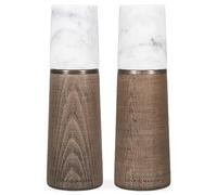 Cole & Mason Marlow Marble Salt and Pepper Mill Set, 18.5cm, Beech Wood/Marble, Adjustable Grind Precision+ Mechanism, 1x Salt 1x Pepper Grinders, H322226