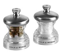 Cole & Mason Precision Grind Button Salt and Pepper Mill Gift Set, Acrylic and Stainless Steel/Clear, 6.5 cm