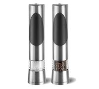 Cole & Mason Richmond Electric Salt and Pepper Mills, Adjustable Grind Mechanism, Chrome/Acrylic, 215 mm, Gift Set, Includes 2 x Electric Grinders