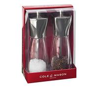 Cole & Mason Rye Salt and Pepper Grinder Set, Adjustable Grind, Durable Ceramic Mechanism, Acrylic/Chrome, 16cm