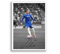 Cole Palmer Chelsea Signed Photo Poster Print Picture Display Framed Autograph Memorabilia for Football Fans Gift England (A4 poster Only B+W)