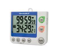 Cole-Parmer Traceable Dual Channel Flashing LED Big-Digit Timer with Calibration, Medical & Scientific Timer - Calibration, LCD Screen, 99 hours, 59 minutes, 59 seconds