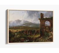 Cole Thomas A View near Tivoli, Morning 1832 Canvas Floater Frame Print Picture Art - Light Oak Frame 30 inch wide x 20 inch high