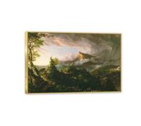 Cole Thomas The Course of Empire The Savage State 1836 Poster Landscape Painting Print on Canvas for Bedroom Living Room Office Cool Wall Decor 30x20cm(12x8in) Framed