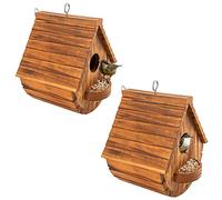 COLEBA Set of 2 Bird Houses for Outside,Outdoor Bird House Bird Families Bluebird Finch Cardinals Hanging Birdhouse for Garden