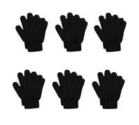 COLEDRE 6 Pairs Kids Winter Magic Gloves Children Cold Weather Thermal Warm Stretchy Gloves Boys Girls Knit Gloves, Black, S