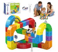 COLEESON Clickrail Electric Train Set, 51PCS Magic Rail Cube Track, 3D Gravity-Defying DIY Race Track Toy for Kids, USB Motorized Train, Birthday & Easter Gifts for Boys and Girls (C)