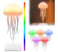COLEESON Jellyfish Lamp, RGB Gradient Jellyfish Bedside Lamp, Rechargeable Jellyfish Table Lamp with Touch Sensor for Children Nursery Decoration,Christmas Gifts