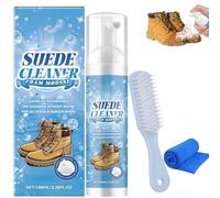 COLEESON Suede Cleaner Kit 200ml for Shoes and Trainers, No Rinse Foam White Trainer Cleaner with Brush and Microfibre Towel, Suede Trainer Cleaner for Nubuck, Leather, Canvas and Knit (A)