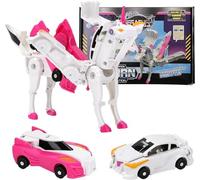COLEESON Unicorn Transforming Car, Transformation Car Toy with Crash & Transform Feature, for Unicorn Toys for Girls Age 4-6 |Party Favors Gift for Birthday, Christmas (B)