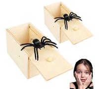 COLEESON Wooden Spider Prank Box, Spider in a Box Prank, Funny Scare Prank Box for Kids and Adults, Halloween Party Decoration April Fools Day Propsy (1PCS)