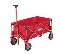 Coleman Collapsible Camping Wagon, Foldable Pull Wagon, 4 Wheel Festival Trolley, Portable Hand Cart, Red, 52 x 97 x 57 cm