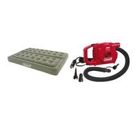 Coleman Comfort Double Flocked Surface Inflatable Camp Air Bed Green 188 x 137 x 22 cm and 12 Volt Quick Pump Red 205 x 0 x 125 cm