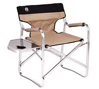 Coleman Deck Chair With Table, Comfortable Outdoor Camping Chair with foldables Side Table and Cup Holder, Padded Seat and Back Areas, Easy to Transport, Khaki