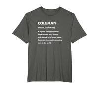 Coleman Name T-Shirt, Men's Big and Tall, Asphalt Grey, 4X Tall