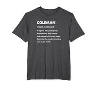 Coleman Name T-Shirt, Men's Big and Tall, Dark Heather Grey, 6X Tall