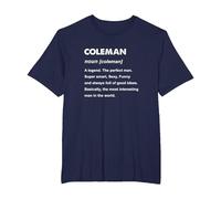 Coleman Name T-Shirt, Men's Big and Tall, Navy Blue, 2X Tall